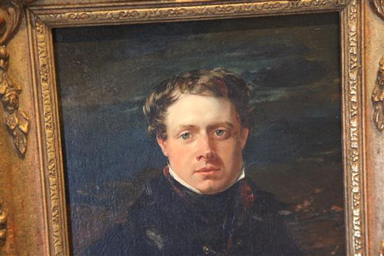 Early 19th century English School Portrait of a young man, 9.5 x 7.5in.